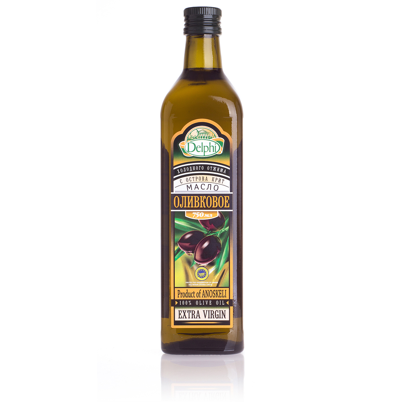 Оливковое масло  extra virgin с о. Крит DELPHI P.D.O. 0,75л